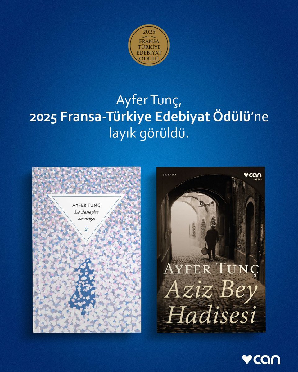 Çağdaş Türk edebiyatının en güçlü kalemlerinden Ayfer Tunç, her yıl Fransa - Türkiye Komitesi (Comité France-Turquie) tarafından verilen Fransa-Türkiye Fernand Rouillon Edebiyat Ödülü’nün 2025 yılı sahibi oldu. 
Tunç, “Aziz Bey Hadisesi” adlı eserinin Fransızcaya çevrilen