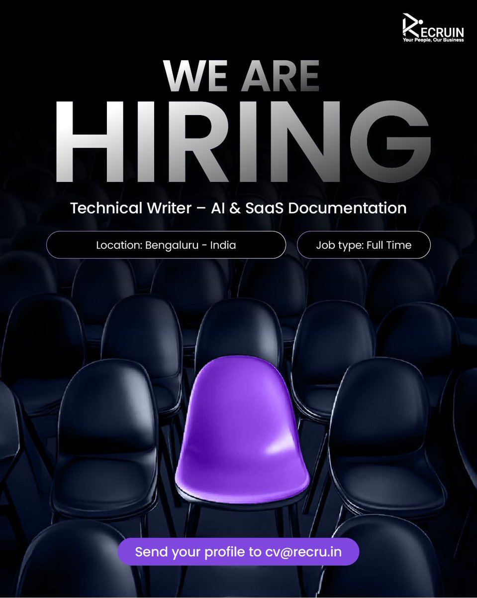 Great products deserve great documentation, and we’re hiring the writer who can deliver it.

Recruin’s client is looking for a Technical Writer (AI &amp; SaaS) to shape product guides, workflows, and technical content that users rely on.

Send your profile to cv@recru.in