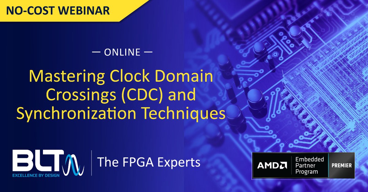 Xilinx1's tweet image. 🕒 Want to handle clock domain crossings with confidence? Join our live Mastering Clock Domain Crossings and Synchronization webinar on Nov 25, 2025, 2 PM ET for practical techniques, a live demo, and Q&amp;amp;A.

#FPGA #ClockDomainCrossing #DigitalDesign #AMD  #EmbeddedSystems