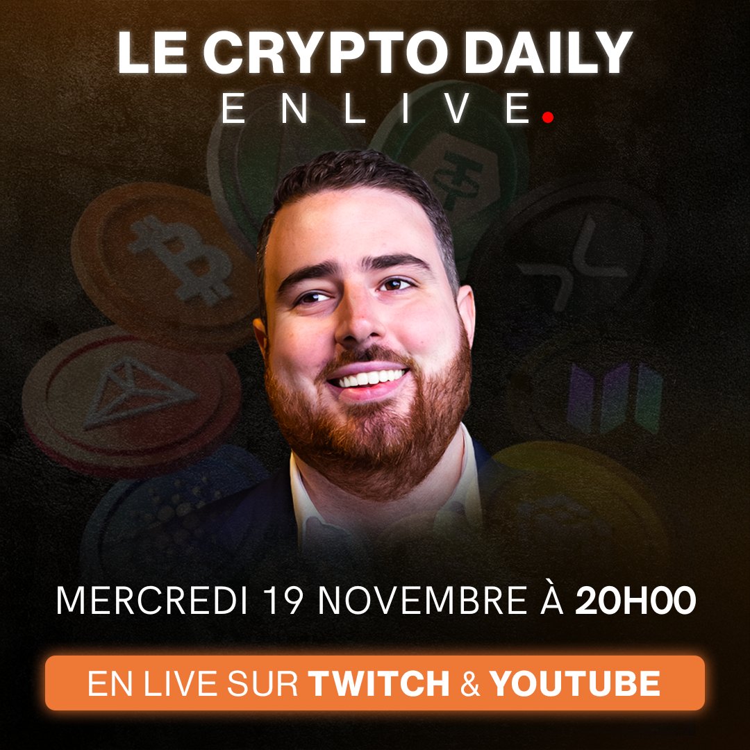 🔴 LIVE | Le Crypto Daily en direct 🎙️

📆 Rendez-vous ce mercredi 20H00 en live pour décrypter toute l’actualité crypto 🧠

YouTube/Twitch/Facebook &amp; X