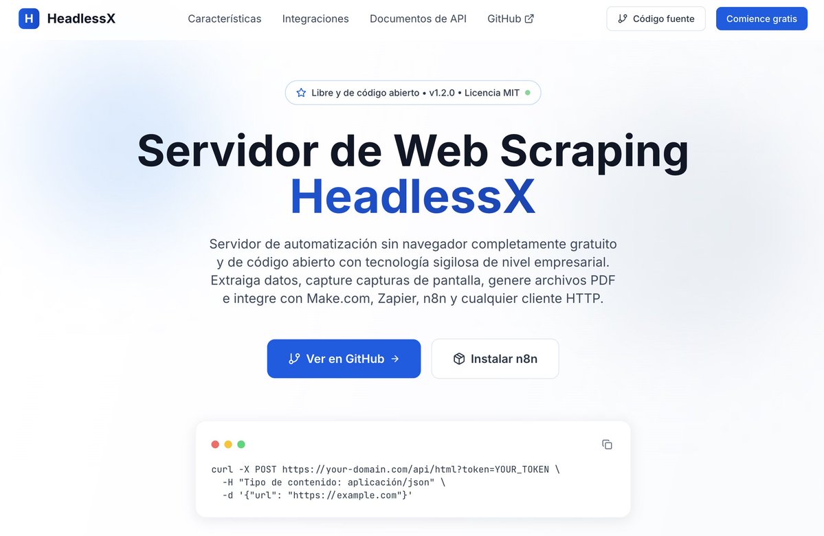 midudev's tweet image. Tremenda herramienta de Web Scraping open source.
¡Extrae el contenido de cualquier página web!

✓ Genera screenshots y PDFs
✓ Integra con n8n, Zapier y más
✓ +40 técnicas para evitar que te detecten

→ github.com/SaifyXPRO/Head…