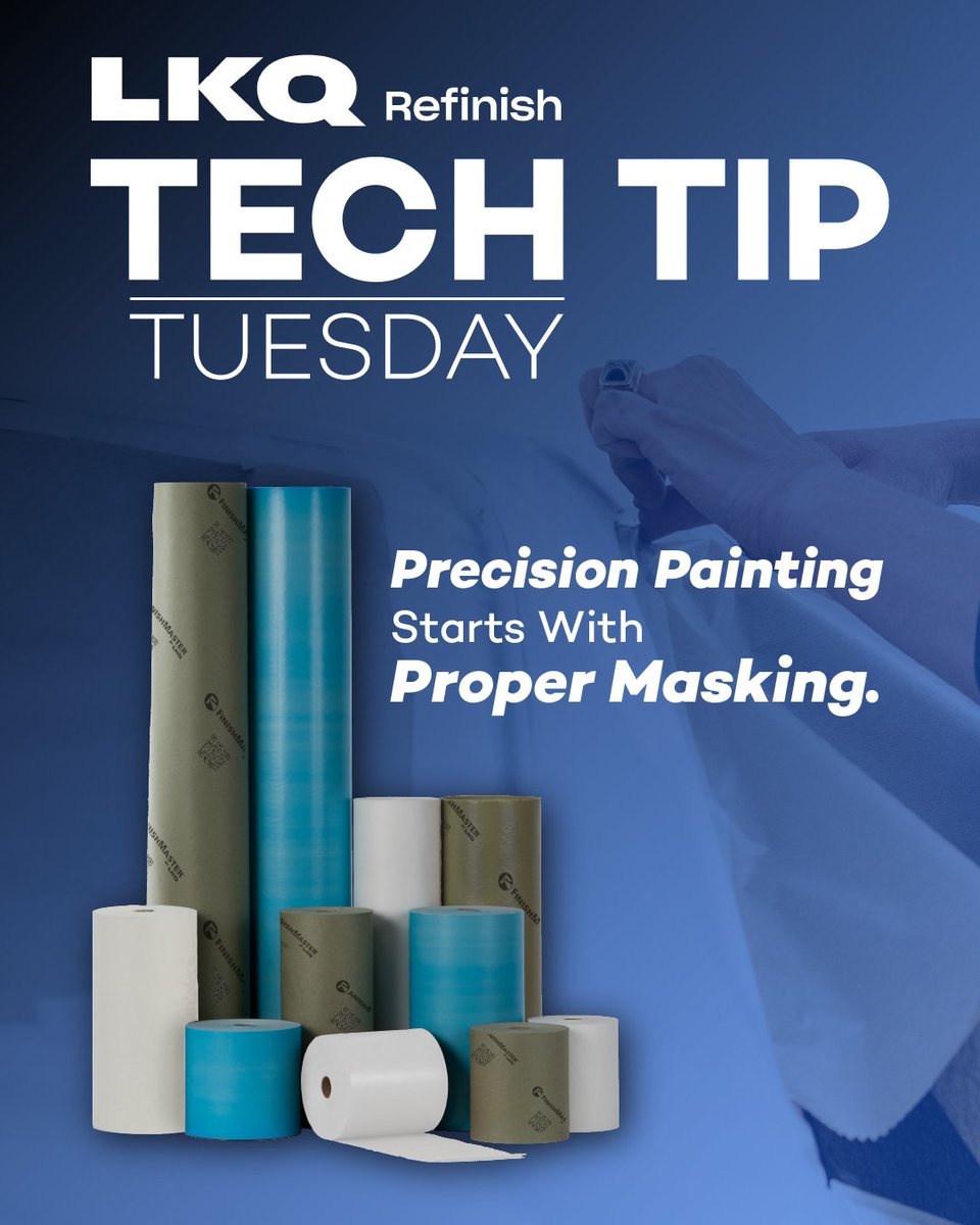 Protect areas that don’t require painting by using high-quality masking tape and paper to cover windows, trim, and other components. Proper masking is a mark of professionalism and attention to detail.

#TechTipTuesday #Refinish