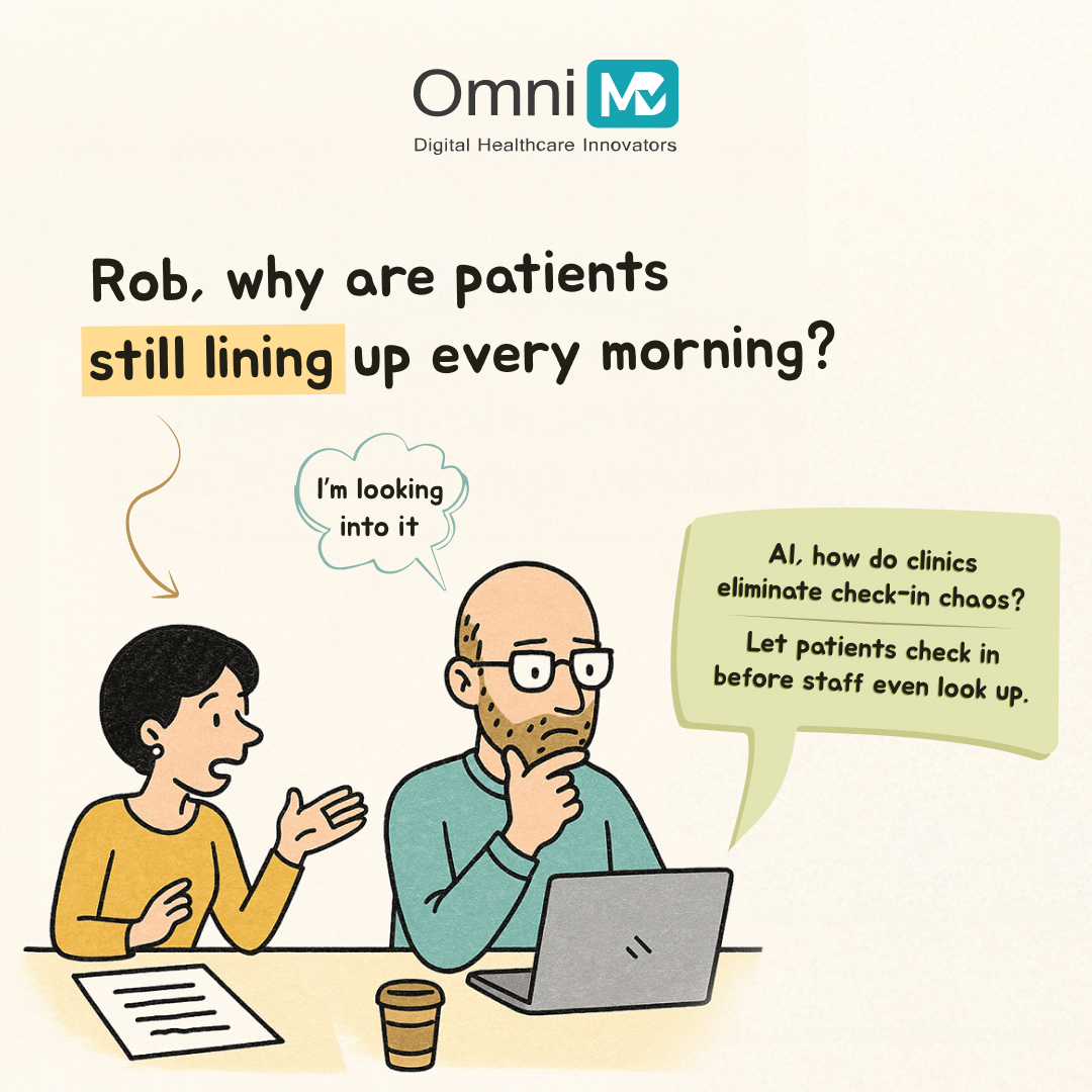 omnimd's tweet image. When check-in stays manual, the workflow, not the line is the real bottleneck.

#TouchlessCheckIn changes everything: patients scan, verify, and pay before reaching the counter, turning the morning rush into a smooth, automated flow.

AI creates a #frontdesk with zero delay.