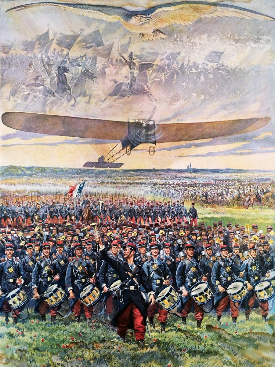 propagandopolis's tweet image. &apos;Beneath the wings&apos; — French poster from the First World War (1915) celebrating the dawn of aviation.
