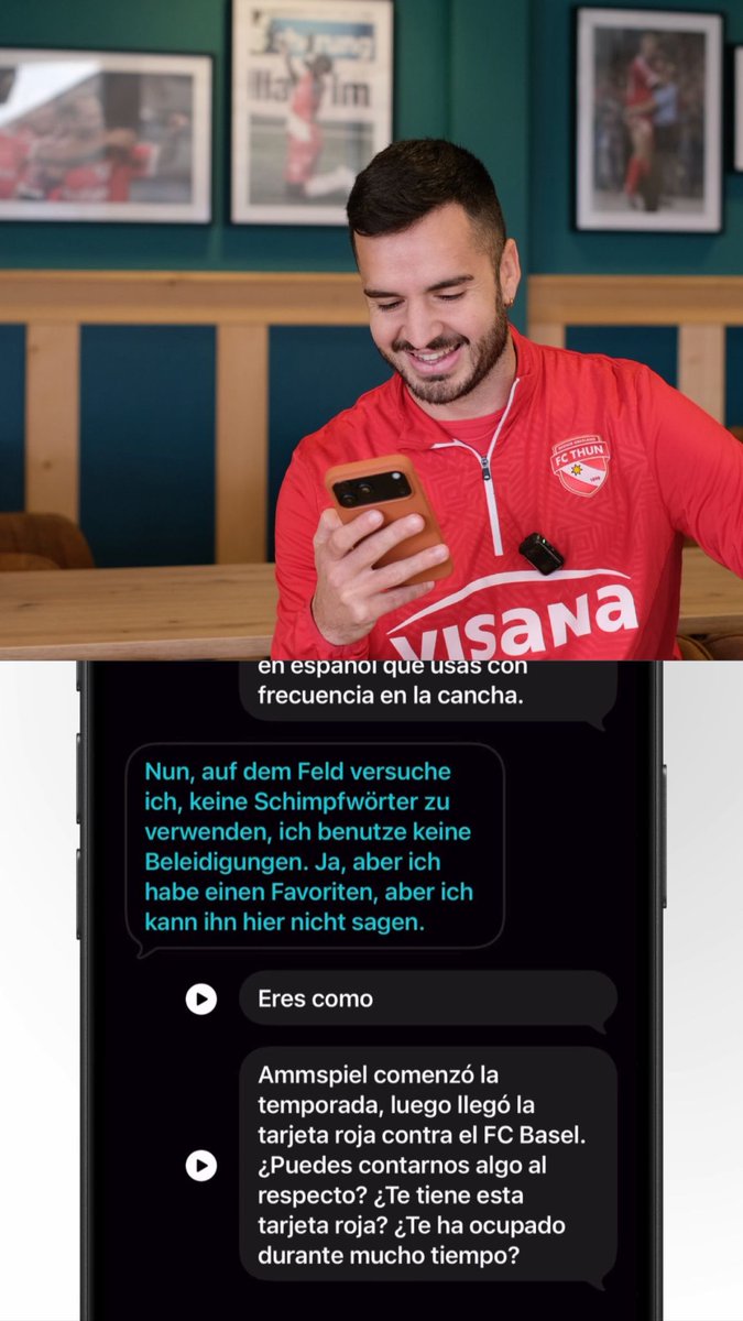 Dank Apple Intelligence konnte ich heute mein erstes Interview auf Spanisch führen. Muchas gracias an Genís Montolio und den #FCThun für die Möglichkeit! 
Interview und Testbericht folgen in den nächsten Tagen auf blueNews/blueSport

<a href="/UliTaller/">Ulrich Taller | </a> #shotoniphone17promax