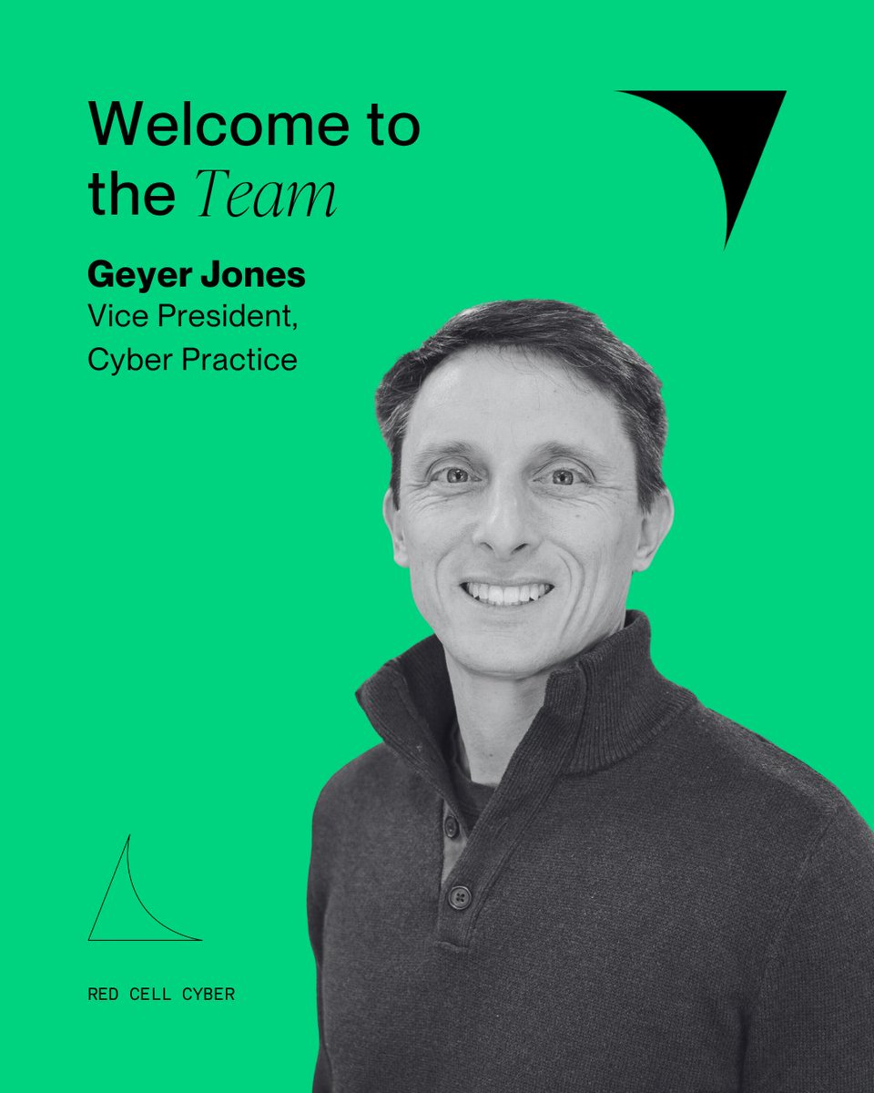 RedCellPartners's tweet image. We are excited to introduce the latest member of the Red Cell platform team, Geyer Jones!

As Vice President of our Cyber Practice, Geyer helps entrepreneurs build the next generation of companies addressing critical cybersecurity challenges. Geyer brings extensive expertise as a…
