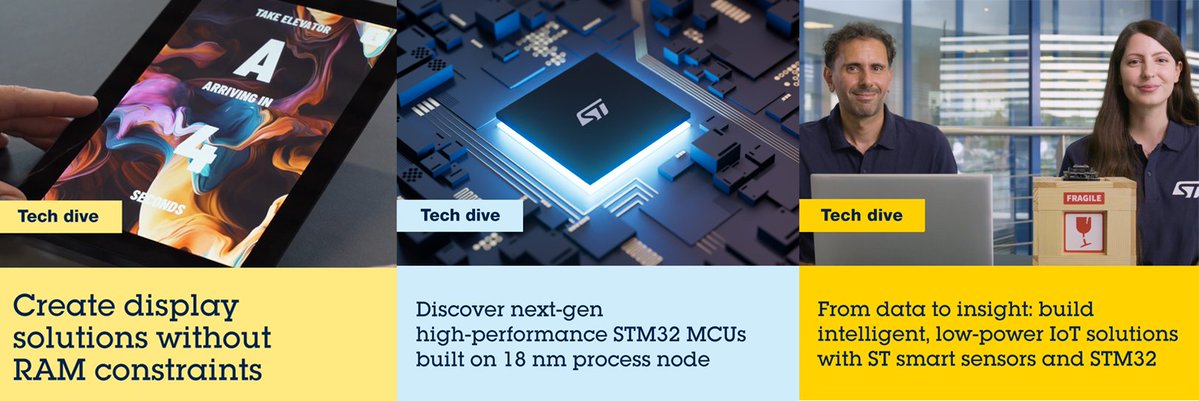 ST_World's tweet image. Inspired by the #STM32Summit keynote? Take the next step and join the tech dives on Nov 19-20 for an in-depth look at the latest #STM32 MCU series, entry-level graphics, and smart low-power IoT solutions. Register for the session that suits you➡️spkl.io/6019AdHLt