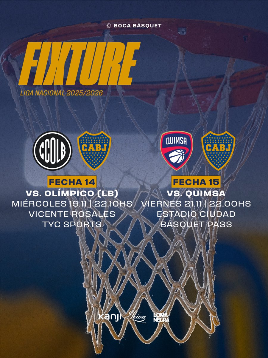 BasquetBocaJrs's tweet image. 🗓️ ¡La semana Xeneize! ⛹️‍♂️

Gira por Santiago del Estero antes del parate por la ventana FIBA.

#DaleBoca 🔵🟡🔵