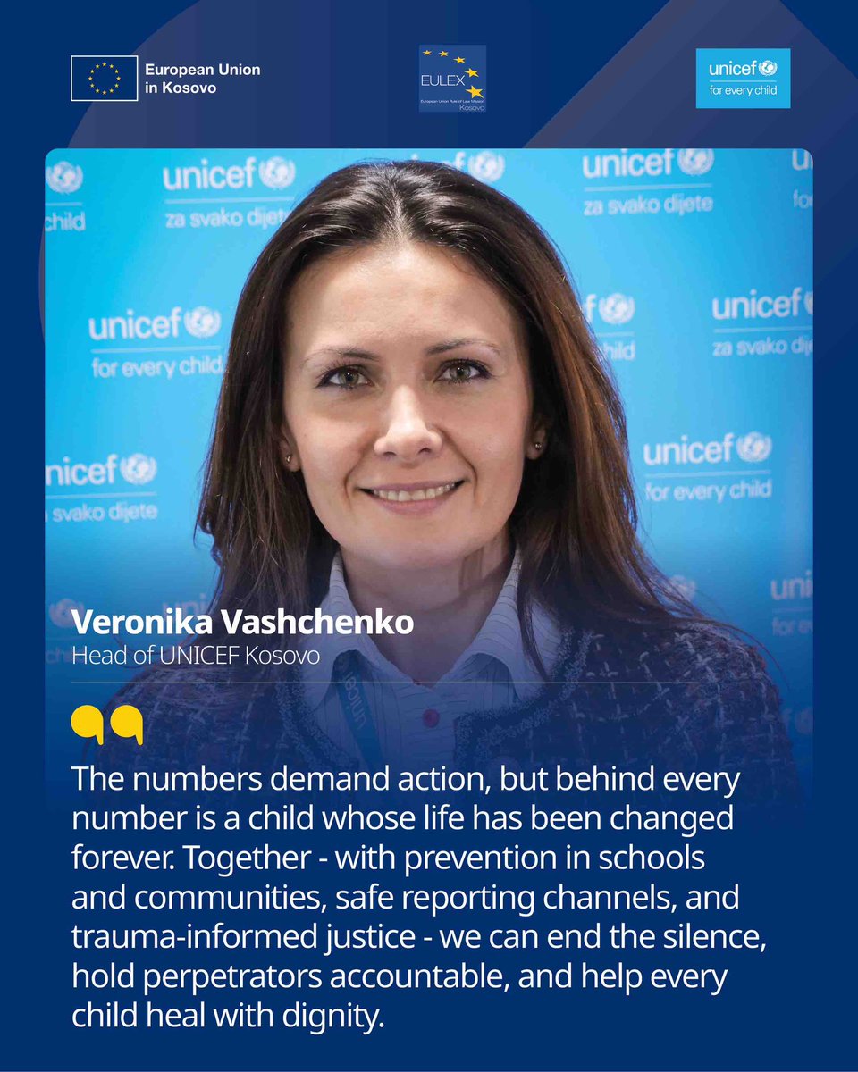 UNICEFKosovo's tweet image. Today, we mark the #EuropeanDay for the #ProtectionOfChildren against #SexualExploitationAndAbuse and join our voices with 🇪🇺@EUKosovo &amp;amp; @EULEXKosovo in calling for a stronger protection system and coordinated action, for every child in Kosovo.