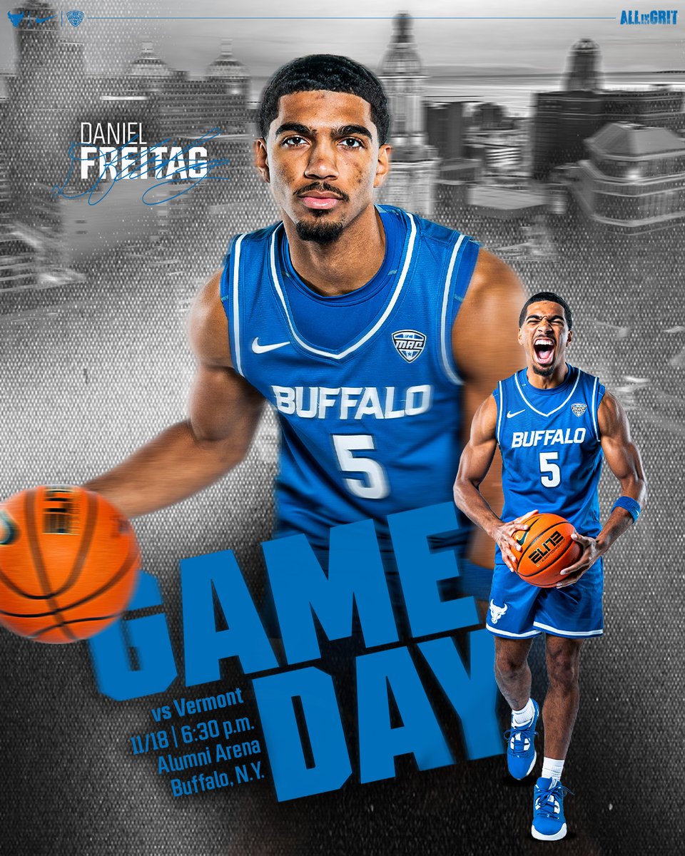 ⚪️🔵 𝔾𝔸𝕄𝔼 𝔻𝔸𝕐 🔵⚪️

The Bulls host the Catamounts!

🆚 Vermont
📍 Buffalo, N.Y.
🏟️ Alumni Arena
🕖 6:30 p.m.
📺 ESPN+
🎟️ tinyurl.com/2a29maxw
📊 tinyurl.com/5n6czwy4
🎧 tinyurl.com/4arawddf
📻 Buffalo 1520/Rochester 1280

#UBhornsUP | #ALLinGRIT🤘