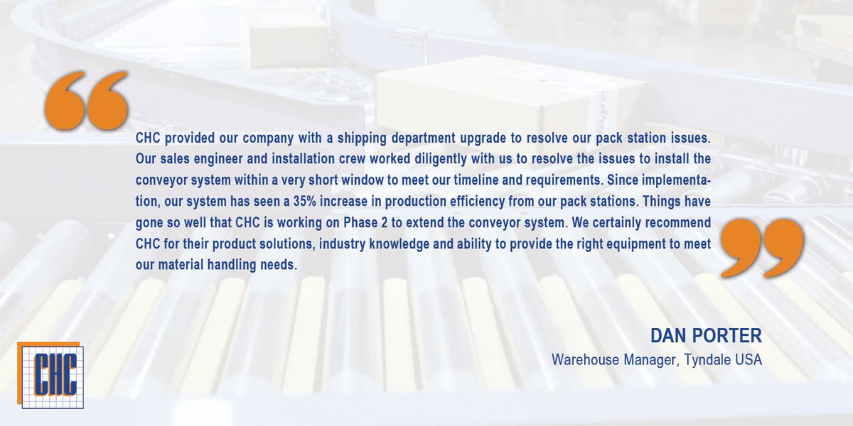 CHC_Inc_'s tweet image. #TestimonialTuesday👏 A huge thank-you to our customer for the kind words and trust in CHC! Thanks for choosing CHC as your partner!

 #conveyorhandling #MaterialHandling #customerexperience #WhatClientsSay #ConveyorSolutions #CustomerSuccess #CHCSolutions