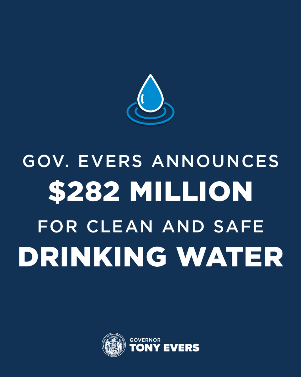 NEWS: We're working to make sure every Wisconsinite has the clean, safe drinking water they deserve, and I'm excited to be announcing $282 million to improve drinking water in communities throughout the state.

🚰 Read: content.govdelivery.com/accounts/WIGOV…