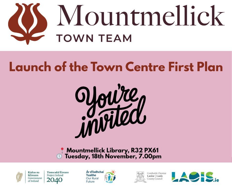 Preparations are in place for the big reveal this evening of the Town Centre First Plan for Mountmellick in the O'Moore Street Library venue.

All welcome, doors open at 7pm!

#DeptDRCDG #OurRuralFuture #TownCentreFirst #TownRegeneration #TownTeams #Mountmellick
