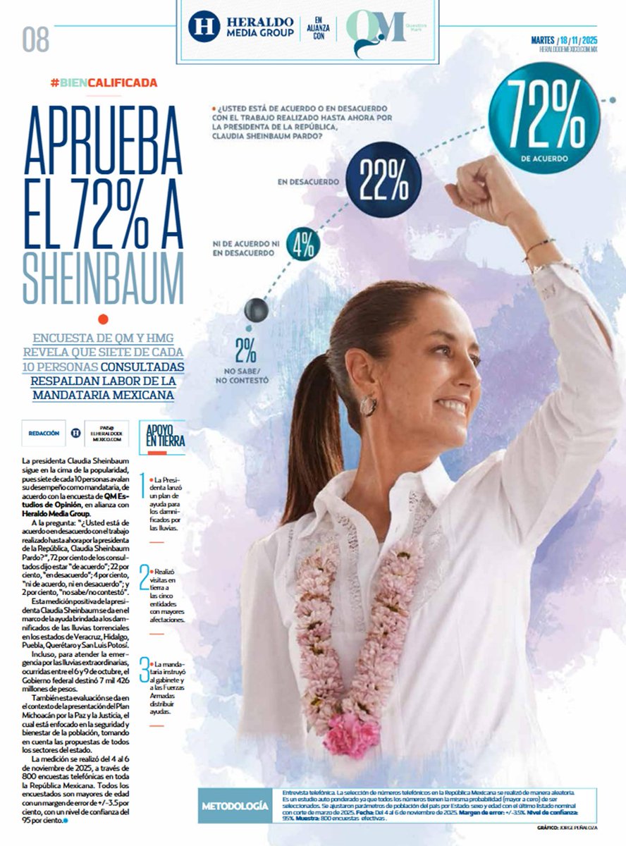 "Cualquier manifestación en nuestro país tiene libertad plena, que sea pacífica, nadie quiere violencia. Ahí está el apoyo, por más que existan campañas, la gente sabe lo que es una transformación en beneficio del pueblo. La fuerza del movimiento no desaparece": <a href="/Claudiashein/">Claudia Sheinbaum Pardo</a>.
