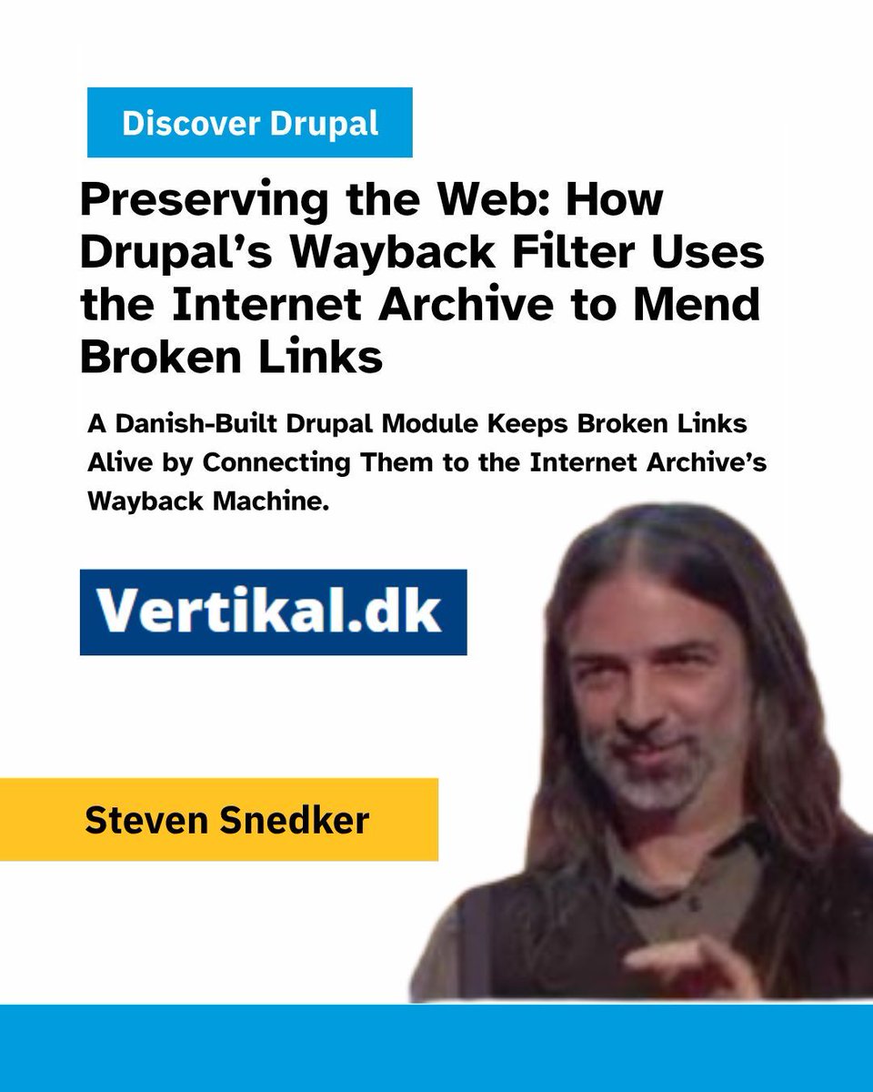 ultimike's tweet image. I had never heard about the #Drupal Wayback Filter module until I read this interview with its lead maintainer, Steven Snedker: 🔗✨

thedroptimes.com/55408/preservi…

Seems like a really elegant solution! 💡

Via @thedroptimes