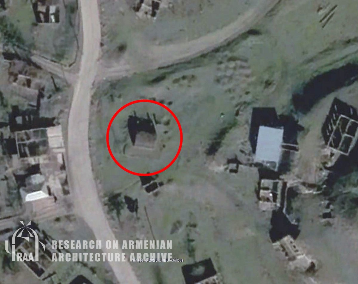BARBARIC STATE 
Satellite images show Azerbaijan has demolished the Shia mosque of Ayghek (Yusifbeyli) in Artsakh. The mosque was preserved for 30 years under Armenian control, but was destroyed within a few years during new highway construction.