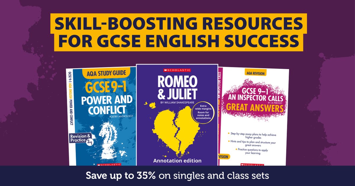 ScholasticUKTch's tweet image. Help your students get ready for mocks with in-depth exam support! 

Save up to 35% on our fantastic range of GCSE English books and resources for a range of key set texts including Macbeth, Dr Jekyll &amp;amp; Mr Hyde, A Christmas Carol and more.

Shop now: shop.scholastic.co.uk/gcse
