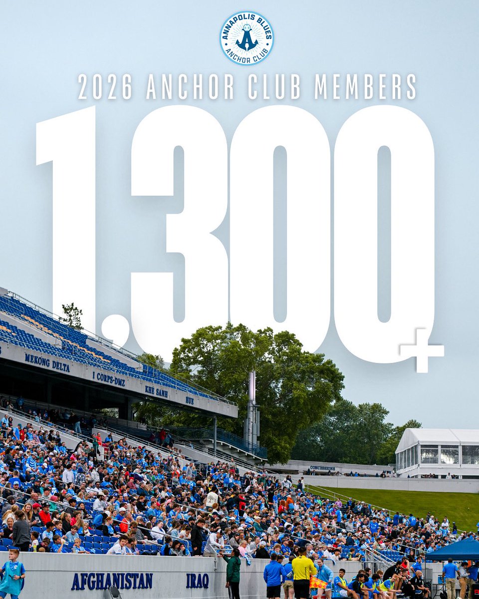 1️⃣,3️⃣0️⃣0️⃣ Anchor Club Members and counting for the 2026 season! 

Join the best family in sports by reserving your Anchor Club Membership today at Annapolisblues.com ⚓️💙