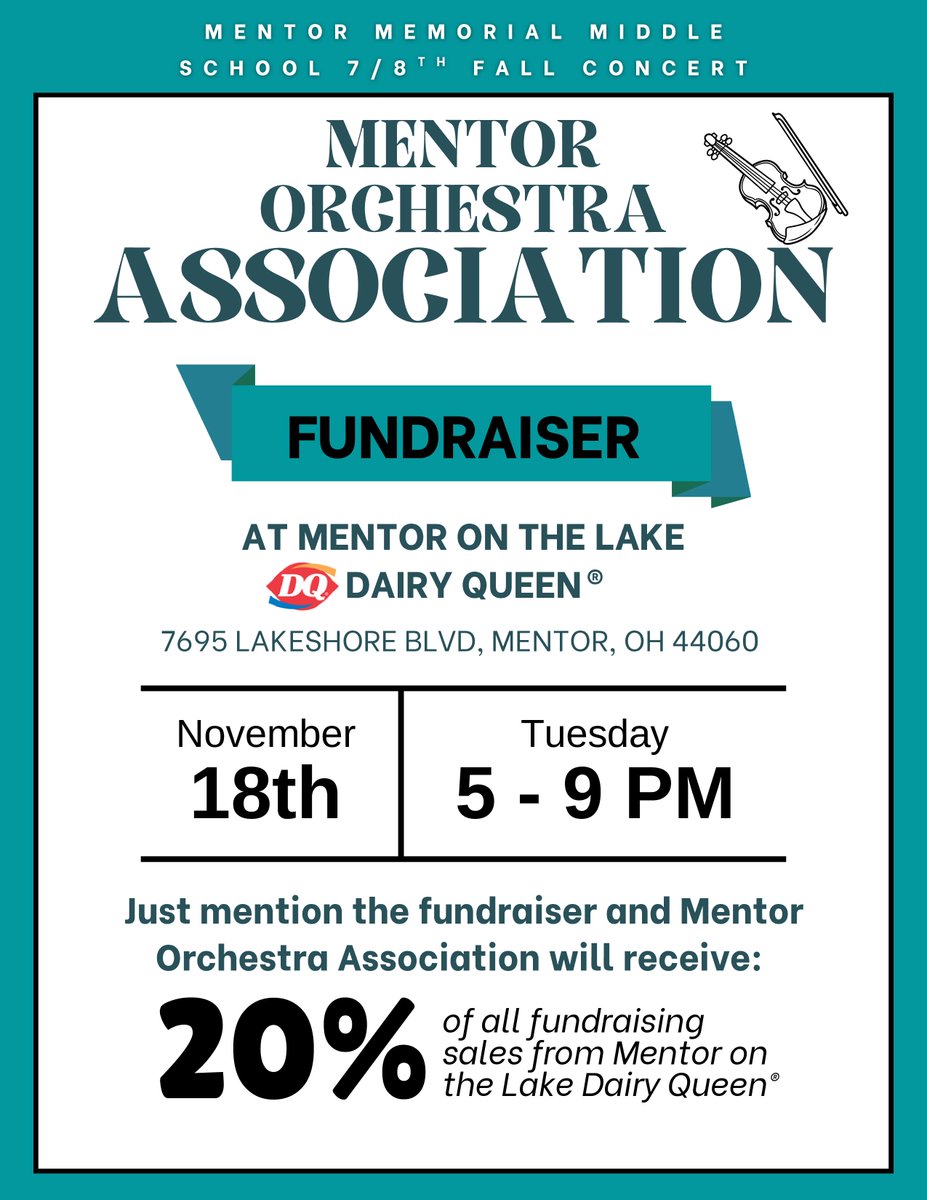 TONIGHT! Stop by MOL DQ between 5-9pm. Be sure to mention the orchestra fundraiser!