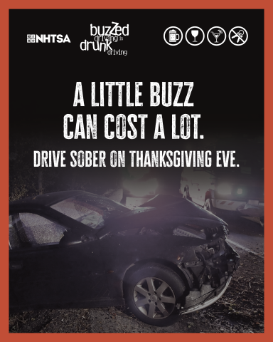 Safety Alert: Thanksgiving Eve is one of the deadliest nights for drunk driving.

Don't drive impaired! Plan ahead: Use a designated driver, rideshare or public transit. Wrap Soberride often offers free rides! ow.ly/lHom50XtuKg

If you see a suspected drunk driver, call 911