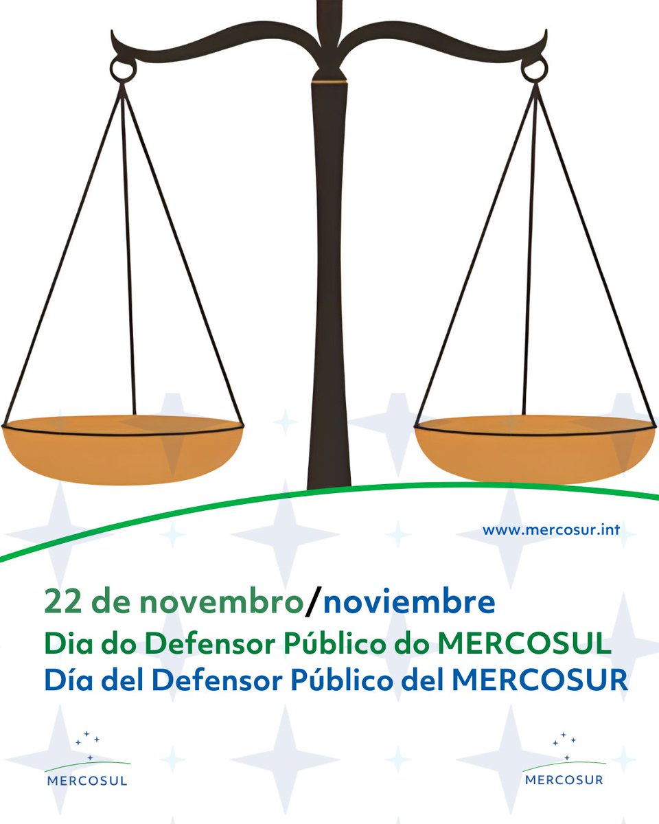 [PT] 👏 O MERCOSUL presta homenagem aos defensores públicos: aqueles que trabalham para garantir o direito à defesa e o acesso à justiça para pessoas em situação de vulnerabilidade. Seu trabalho assegura o princípio da igualdade perante a lei, pedra angular de qualquer