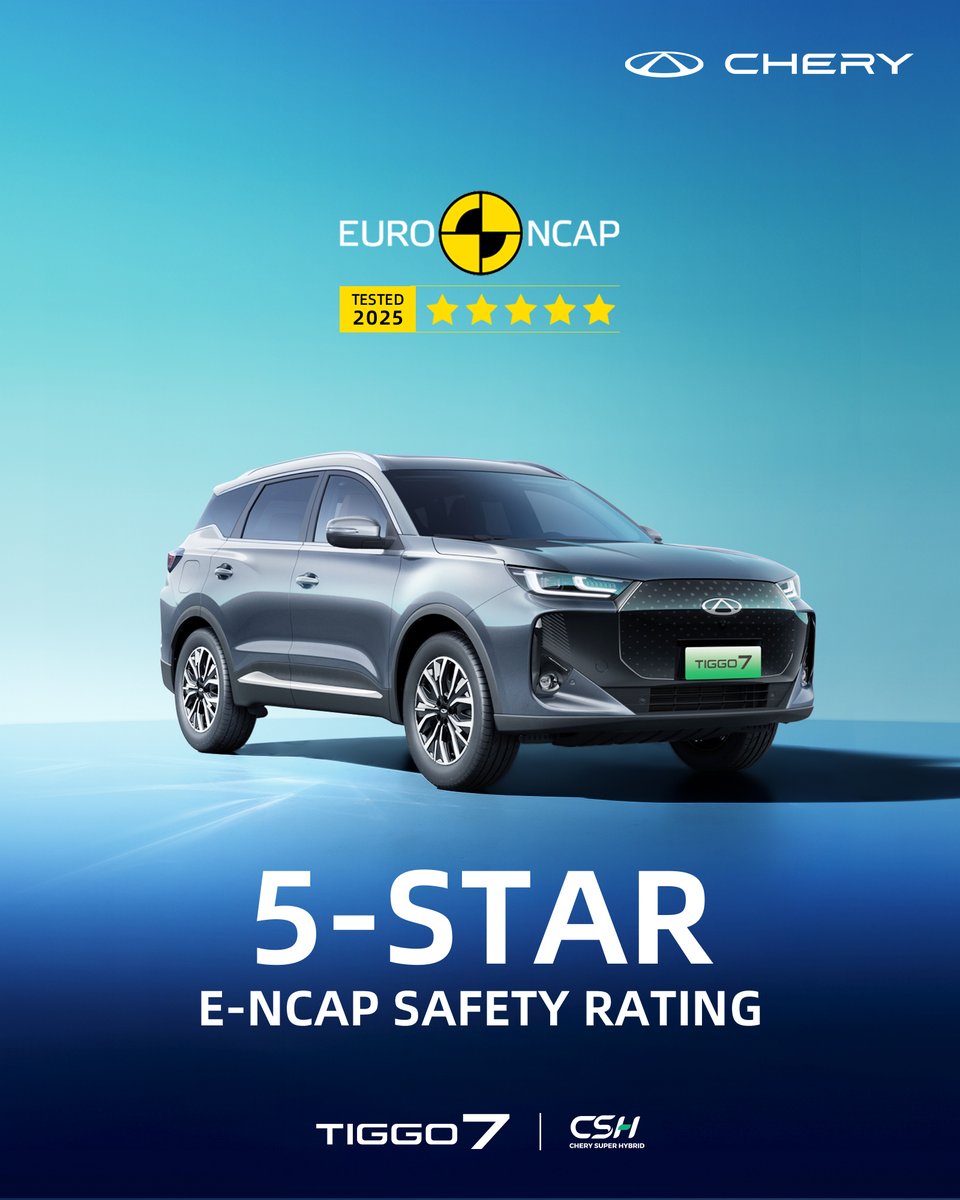 Euro NCAP awards Chery Tiggo 7 CSH five-star safety rating <a href="/SA_Chery/">Chery SA</a> theautomag.co.za/latest-news/eu…