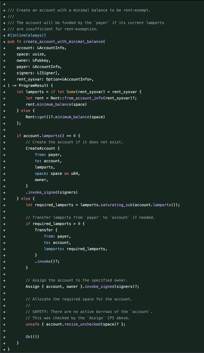 cavemanloverboy's tweet image. @0x_febo has done an incredible job with pinocchio api

this is the cleanest impl of creating a pda (handling the stupid zero vs nonzero lamport quirk) i&apos;ve seen on solana by far