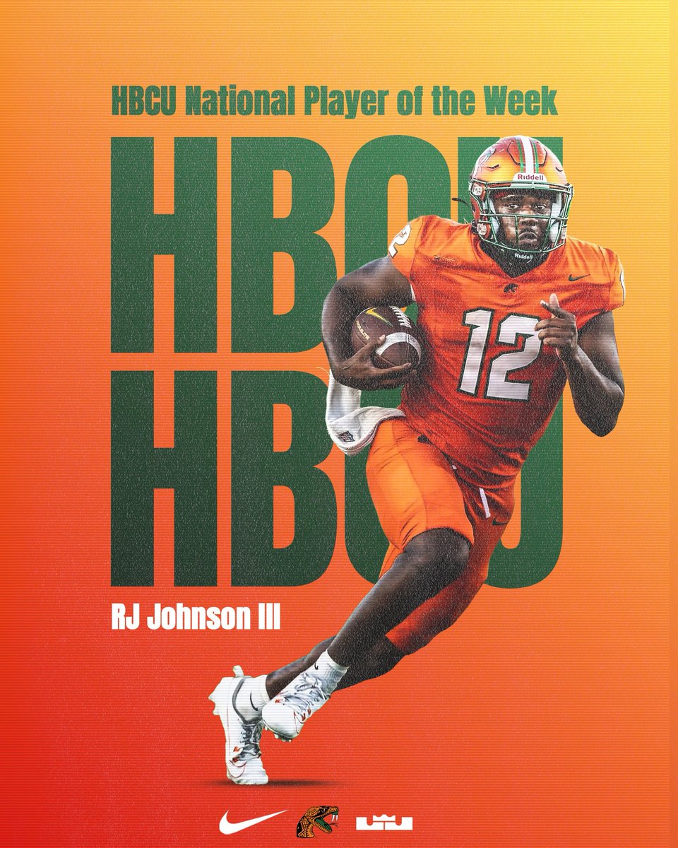 FAMU_FB's tweet image. 🏆 Big Week, Big Honors! 🏆

RJ Johnson III has been showing out, earning HBCU National Player of the Week and SWAC Co-Offensive Player of the Week!

🔥 Dominance 
🔥 Elite performance
🔥 Raising the bar every snap

#FAMU | #Rattlers | #FangsUp 🐍