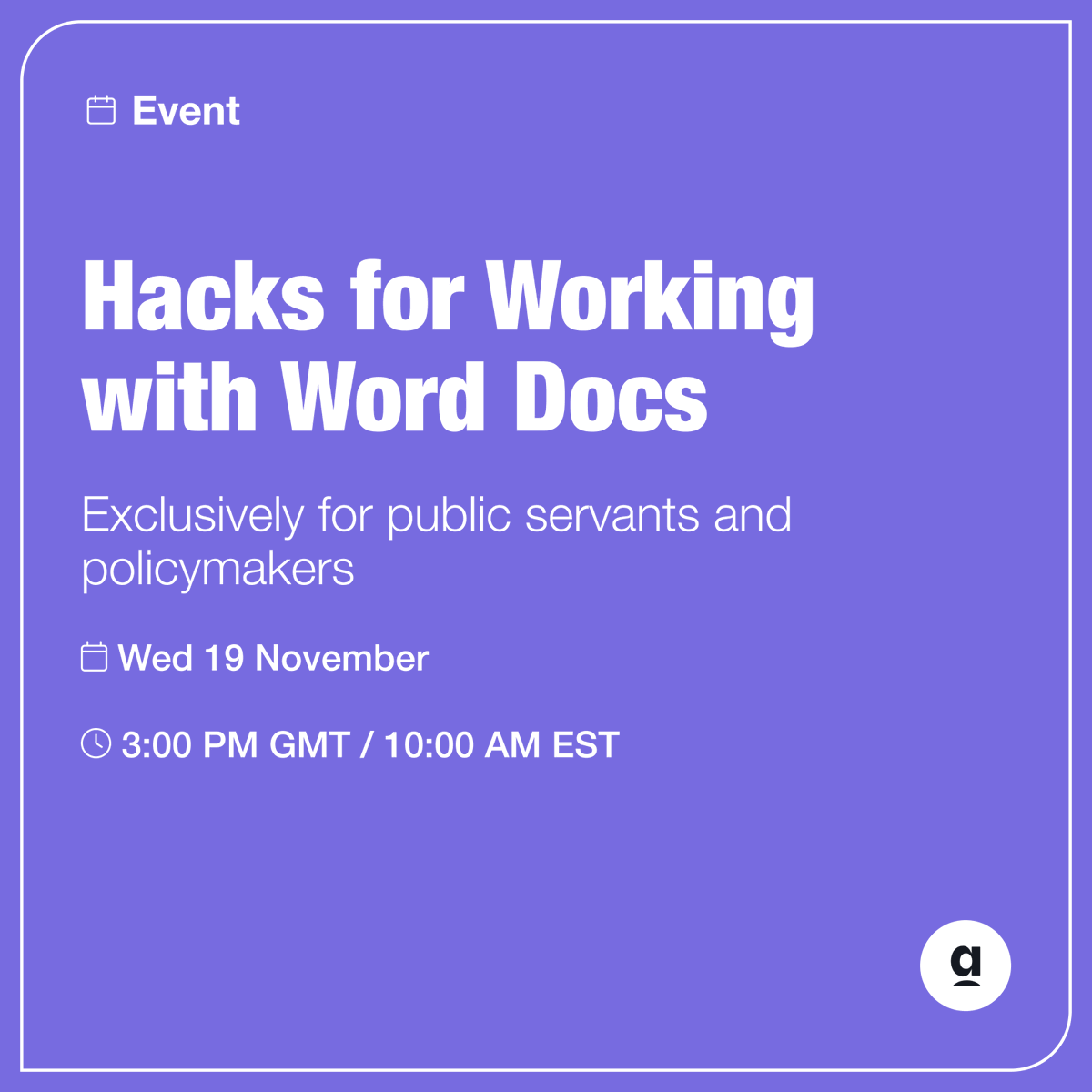 apoliticalco's tweet image. ✍️ Tomorrow: join a 30-minute session full of formatting hacks, time-saving tips and collaboration tricks for Word docs.
🔗 apolitical.co/events/nov-202…