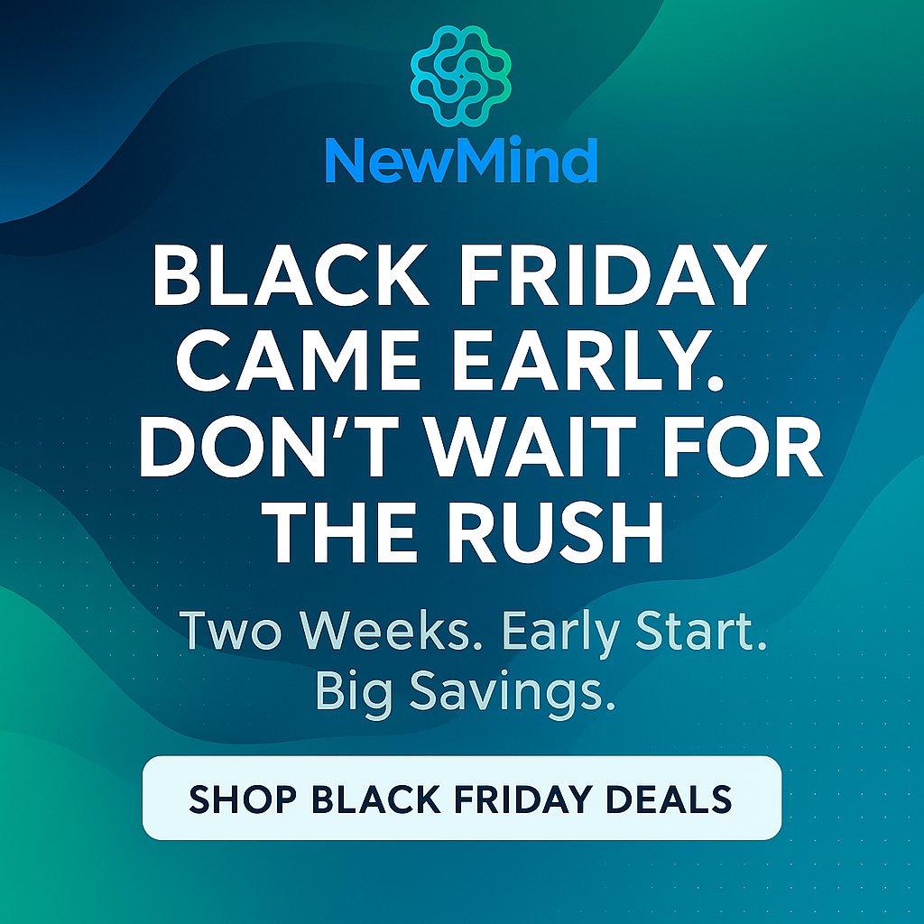 NewMindTech's tweet image. Black Friday came early.

NewMind tools, training, and hardware are discounted for the next two weeks — including software, courses, electrodes, and amplifiers.

Shop early and skip the rush: shorturl.at/wdYBm

#Neurofeedback #BrainTech #sale #blackfriday