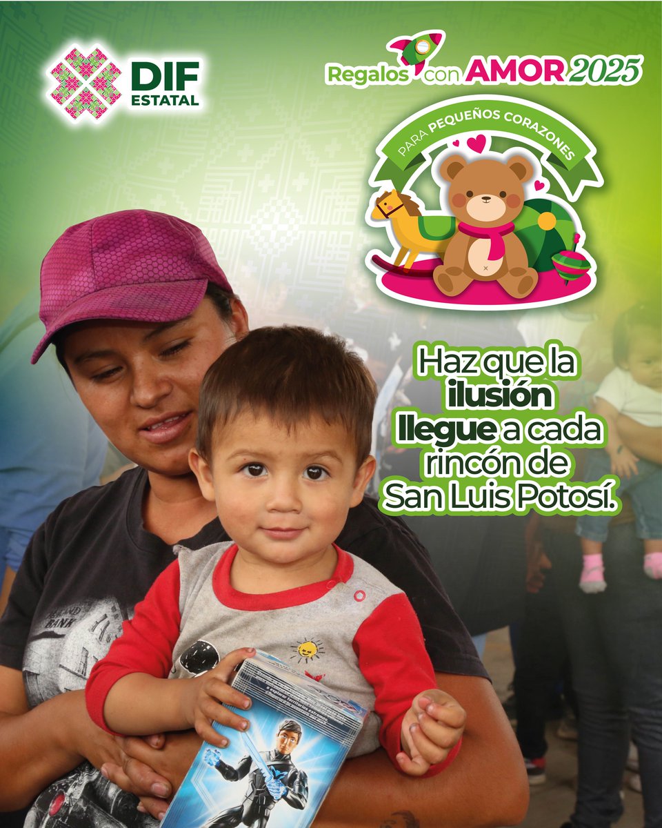 Súmate a la campaña #RegalosConAmor2025, donando un juguete nuevo para que niñas y niños de comunidades de las cuatro regiones del estado, tengan una Navidad llena de alegría y esperanza.
🏓Nicolás Fernando Torre, No. 500 Col. Jardín
#PotosíSinLímites #RicardoGallardo