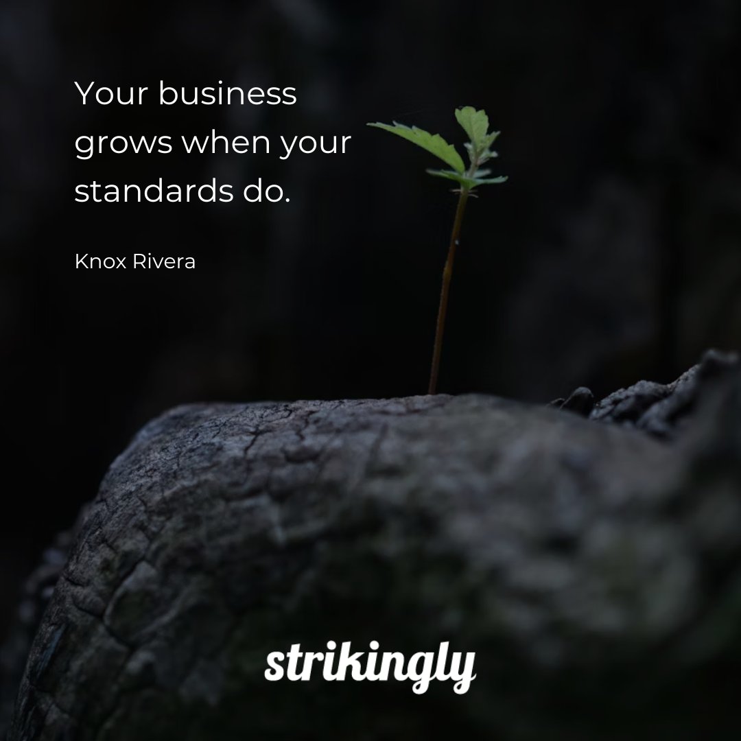 Your business grows when your standards do. — Knox Rivera #inspirationalquotes #startupquotes #Strikingly
