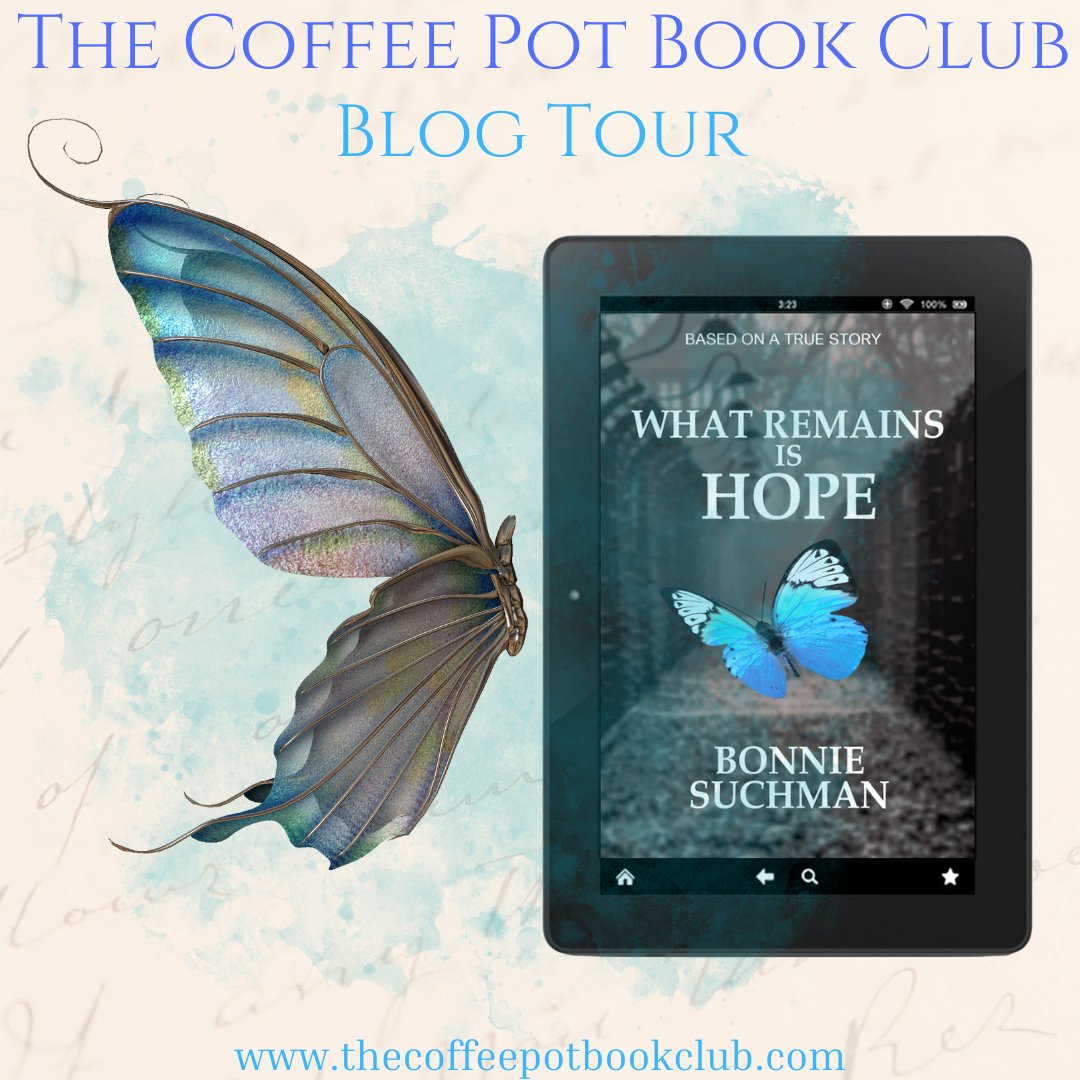 cathiedunn's tweet image. Welcome to Day 2 of our blog tour for

༻*·What Remains is Hope·*༺
by Bonnie Suchman!

Check out today&apos;s fabulous tour stop, sharing a compelling excerpt from this evocative family history novel!

thecoffeepotbookclub.blogspot.com/2025/10/blog-t… 
#HistoricalFiction #WWII #Holocaust
@BonnieSuchman