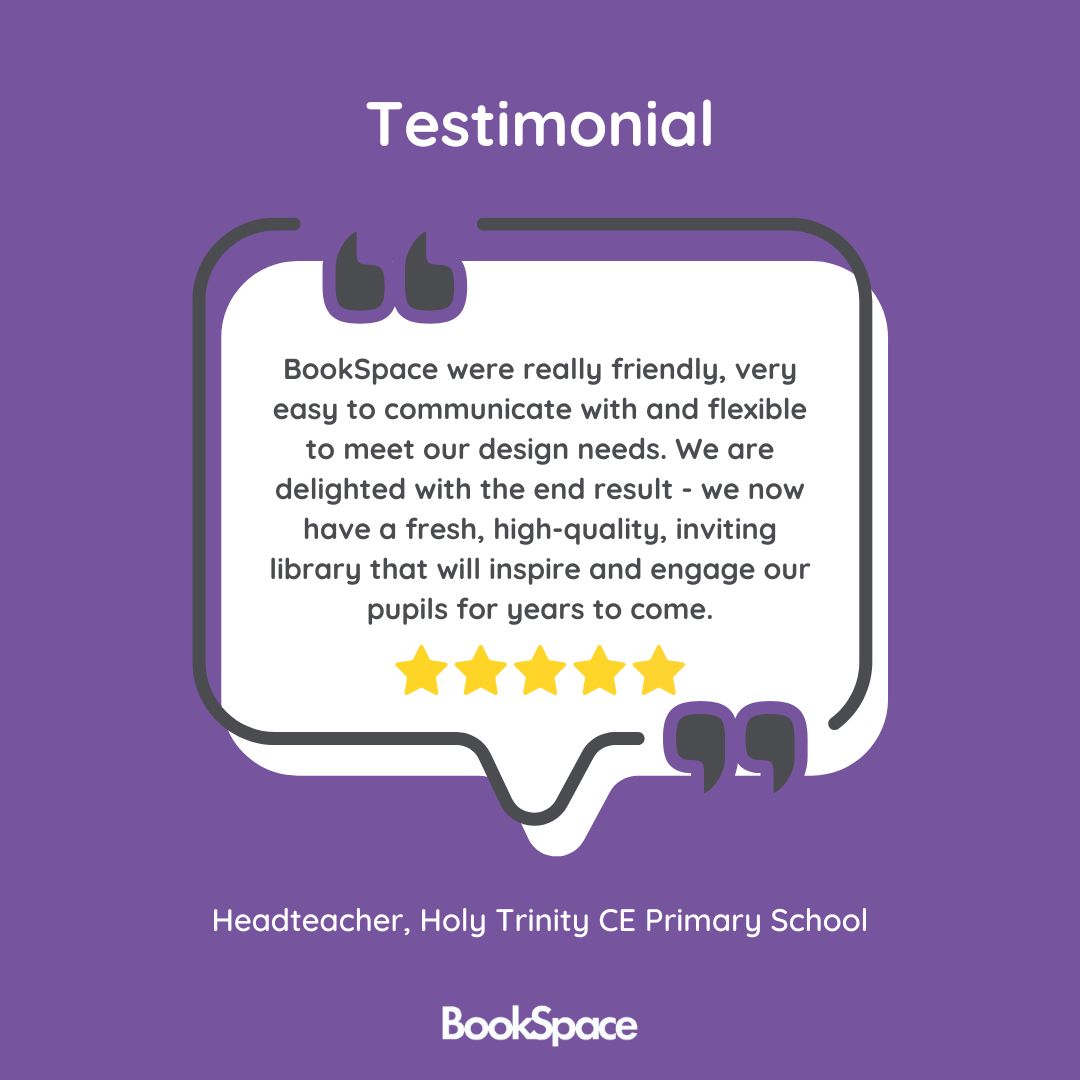 BookSpace's tweet image. A huge thank you to Holy Trinity CE Primary School for their kind words. We&apos;re delighted that their new library is inspiring pupils and creating a welcoming space for reading. 💜📚
#SchoolLibraries #LibraryDesign #BookSpace #TestimonialTuesday #Libraries