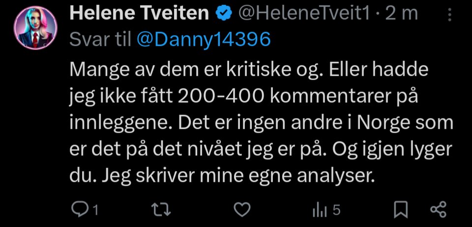 Husk at ingen i Norge er på nivået til Helene Tveiten!