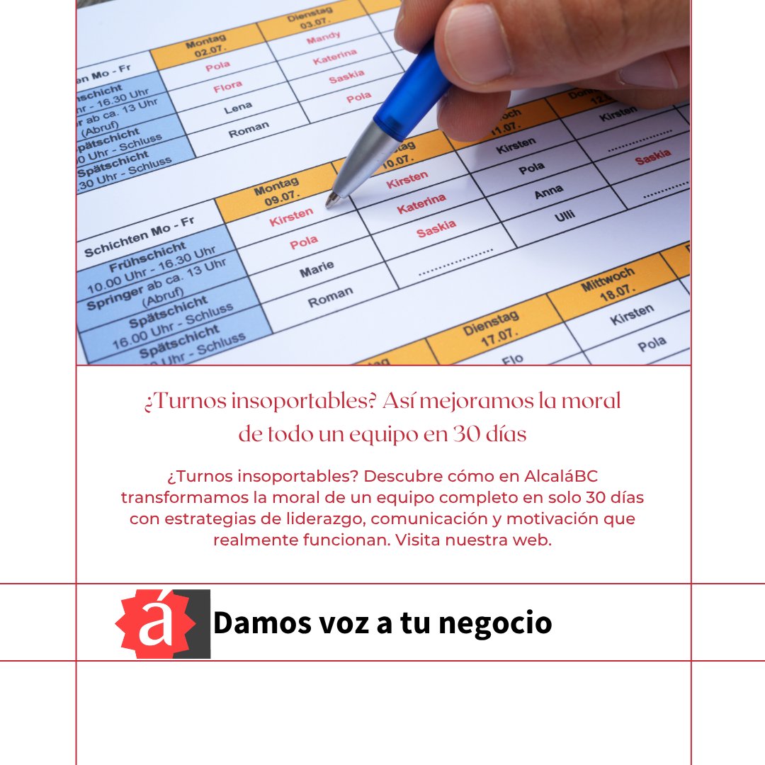 En AlcaláBC logramos mejorar la moral de un equipo entero en solo 30 días.

alcalabc.com/jt
info@alcalabc.com
911 77 32 40

#Alcalabc
#PodemosAyudarte
#DamosVozATuNegocio
#ContactCenter
#CallCenter
#CallCenterMadrid
#Madrid