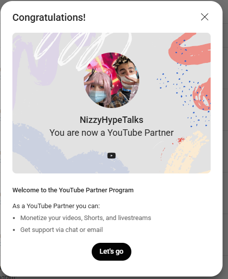 NizzyHypeTalks's tweet photo. Officially a YouTube Partner! 

LETS GOOO https://t.co/y5Cl0GWgNa