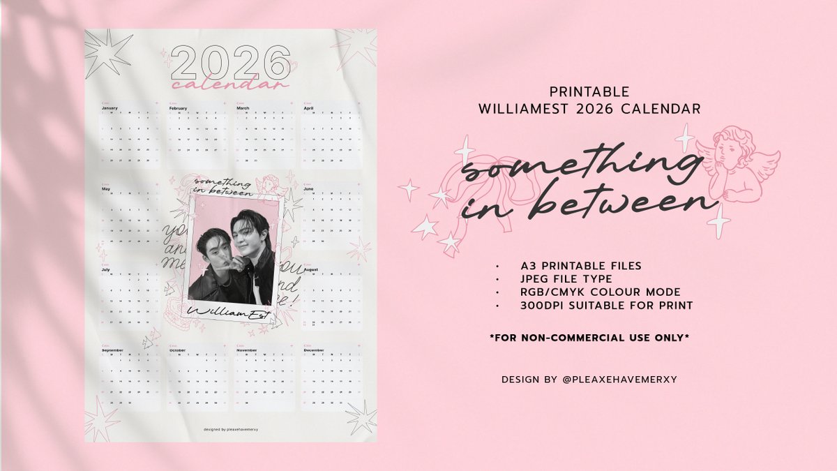 pleaxehavemerxy's tweet photo. แจกไฟล์ปฏิทินปี 2026
─────
𐙚⋆°｡⋆♡𓇼 
𝓼𝓸𝓶𝓮𝓽𝓱𝓲𝓷𝓰 𝓲𝓷 𝓫𝓮𝓽𝔀𝓮𝓮𝓷
.°  𓆡⋆.° 𓇼

🎀 A3 SIZE PRINTABLE
🎀JPEG FILE TYPE
🎀RGB/CMYK

𓇼𝗡𝗢𝗡-𝗖𝗢𝗠𝗠𝗘𝗥𝗖𝗜𝗔𝗟 𝗨𝗦𝗘 𝗢𝗡𝗟𝗬𓇼
🔗https://t.co/Ey1ZX1Yr5a

#WilliamEst #วิลเลี่ยมเอส https://t.co/s94KYfXBua