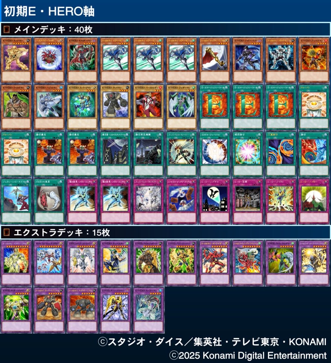博多どんよくで使用した【初期E・HERO】軸デッキ 融合募兵で渋めの融合