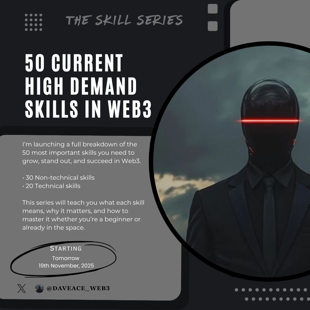 DAVEACE_WEB3's tweet image. 𝐓𝐡𝐞 𝐔𝐥𝐭𝐢𝐦𝐚𝐭𝐞 𝐁𝐫𝐞𝐚𝐤𝐝𝐨𝐰𝐧 𝐨𝐟 𝐖𝐞𝐛3 𝐒𝐤𝐢𝐥𝐥𝐬
(𝐄𝐯𝐞𝐫𝐲𝐭𝐡𝐢𝐧𝐠 𝐘𝐨𝐮 𝐍𝐞𝐞𝐝 𝐓𝐨 𝐊𝐧𝐨𝐰)

If you want to enter Web3, grow in Web3, or build a career in Web3…
You must understand one thing first above everything else: SKILLS.

Skills are the real…