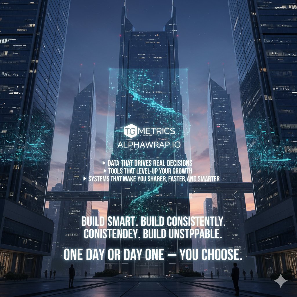 skarmy166's tweet photo. In a world where brands only create noise,
@tgmetrics & @alphawrapio are silently building themselves.

🔹 Data that drives real decisions
🔹 Tools that level-up your growth
🔹 Systems that make you sharper, faster, and smarter

These aren't just projects, 
they're the blueprint for an execution mindset.

Those observing today will be working in their ecosystem tomorrow.

Build smart. Build consistently. Build unstoppable.

One day or Day One you choose.