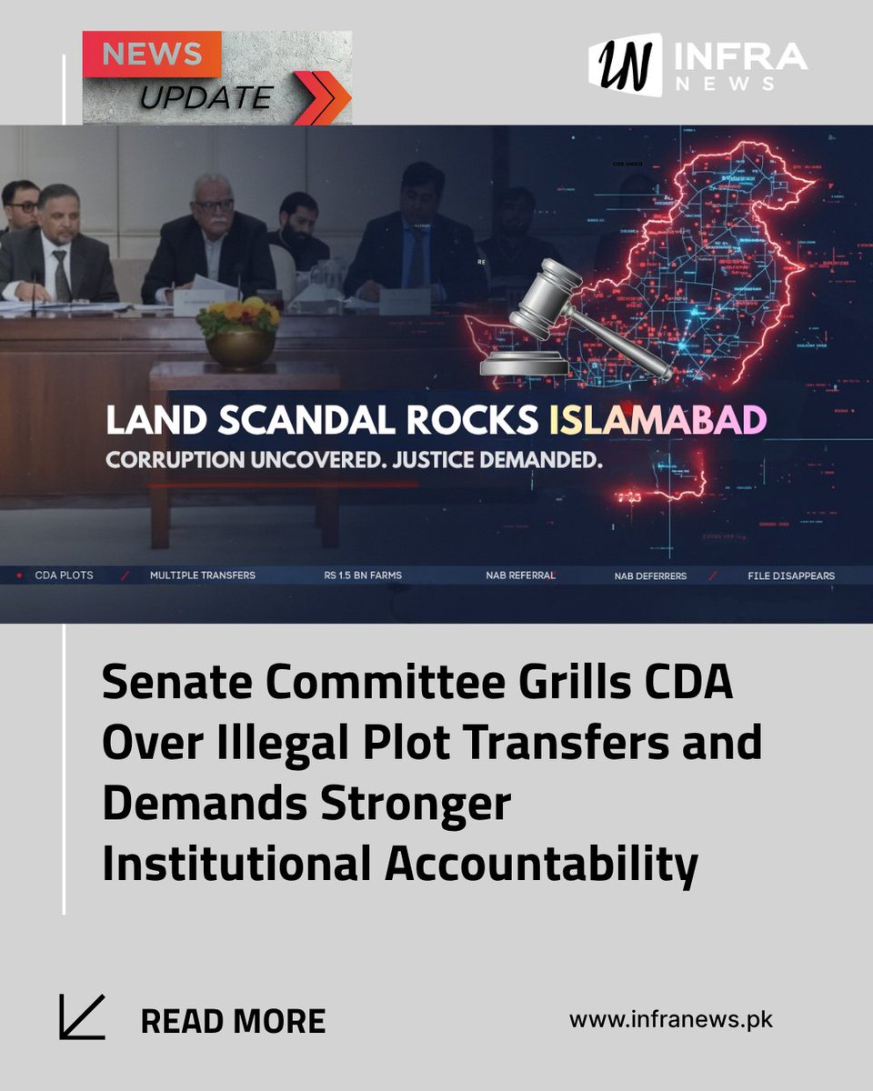 infranewspk's tweet image. ISLAMABAD: The Senate Standing Committee on Rules of Procedure and Privileges issued a strong reprimand to the Capital Development Authority for alleged illegal...

Read Full Story Here: infranews.pk/senate-committ…

#infranews #CDA #Senate