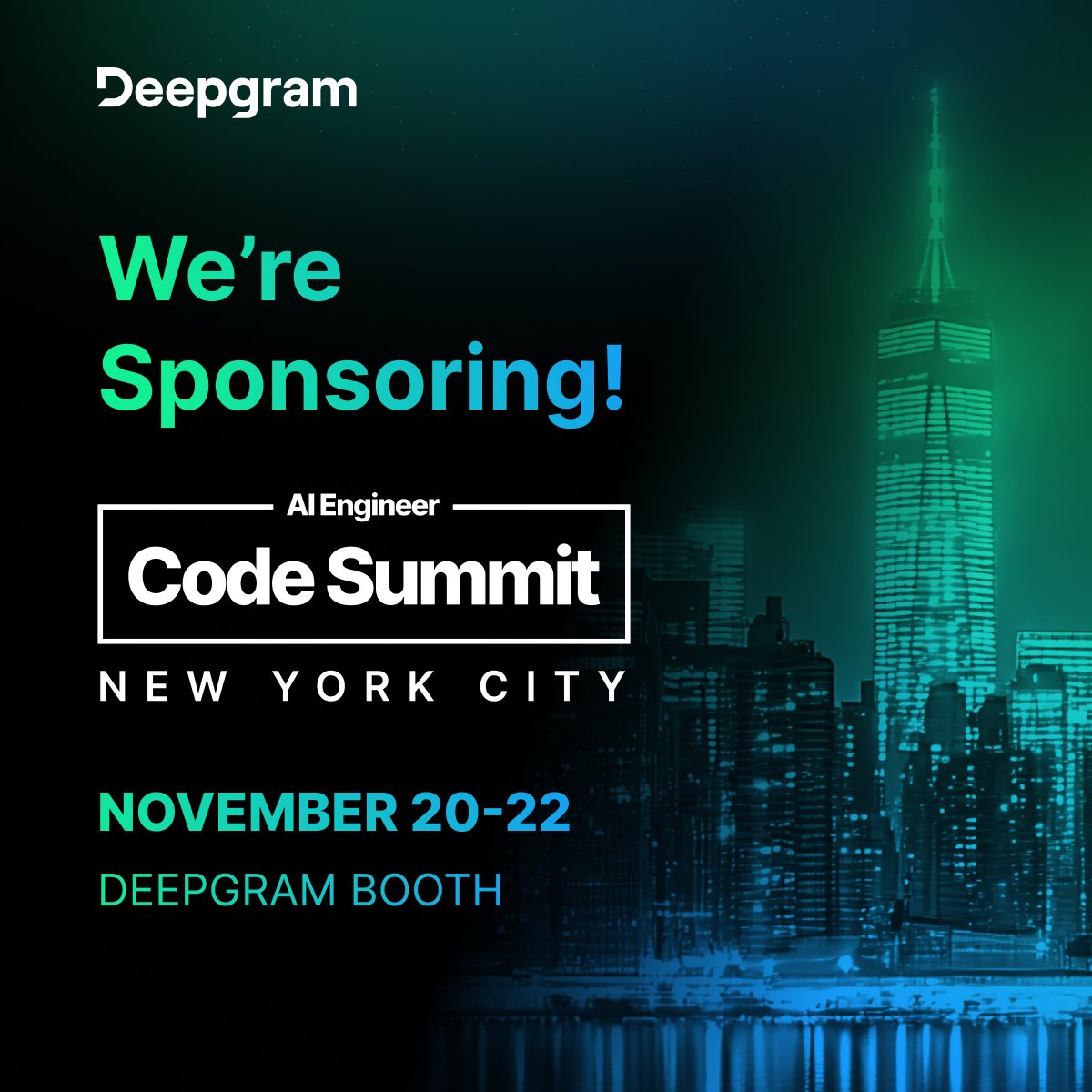 DeepgramAI's tweet image. 🤯  AI coding agents are getting smarter—and more of them need deserve a voice. That&apos;s why we&apos;re sponsoring AI Engineer Code Summit in NYC this week! If you&apos;re building agents that need to listen, speak, or process audio at scale, come chat with us!

What we&apos;re bringing:

🎤…