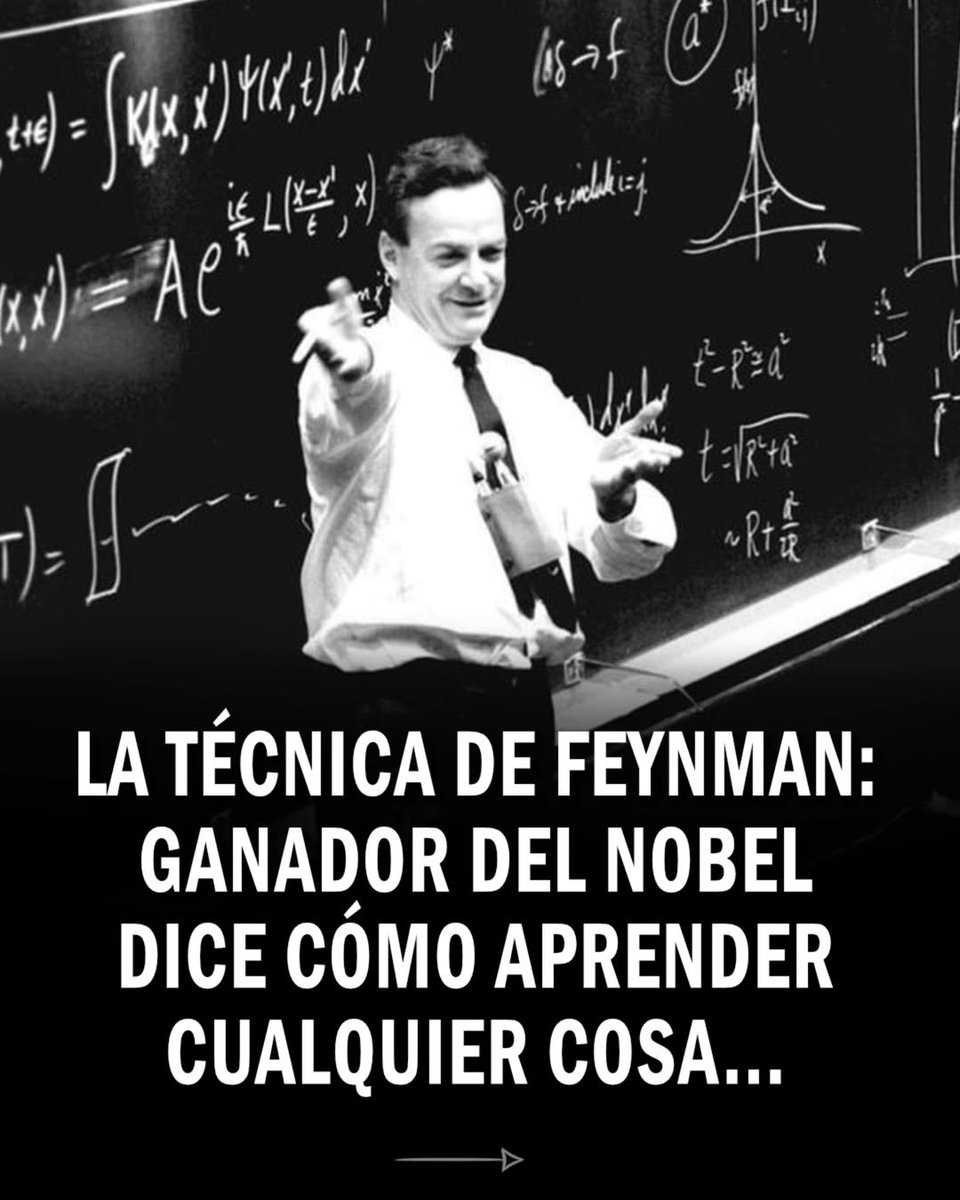 Richard Feynman no era un genio por casualidad.
Usaba esta técnica para aprenderlo todo.
Te la explico en 20 segundos:

---Hilo---🧵
