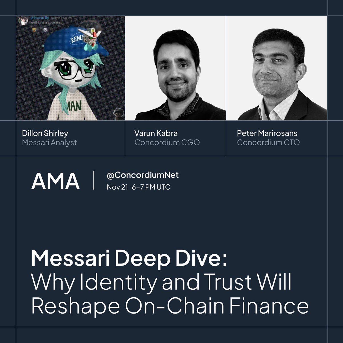 ConcordiumNet's tweet image. 🌐 Identity and trust are becoming the new engines of on-chain finance.

Join @MessariCrypto analyst @zcb_spec, Concordium CGO @KabraVarunkabra, and CTO @PeterMarirosans on Nov 21 at 6 PM UTC as they unpack how this shift is reshaping the industry.

🔗: bit.ly/48qecL9