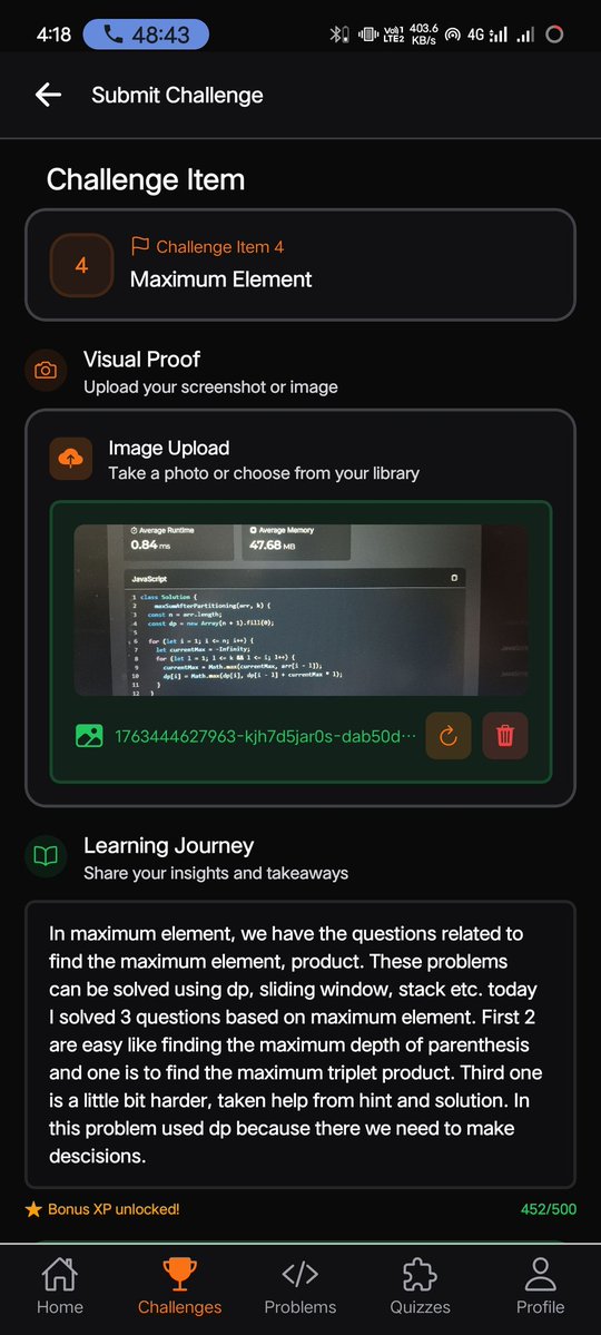 iamabhishek012's tweet image. #Day4 of #30DaysCodingChallenge
DSA with Java (Part-2) on Masterji App
Today solved 3 questions:
1. Find max depth of nested ()
2. Find maximum Triplet product 
3. Max Sweetness partition 

@Hiteshdotcom @ChaiCodeHQ