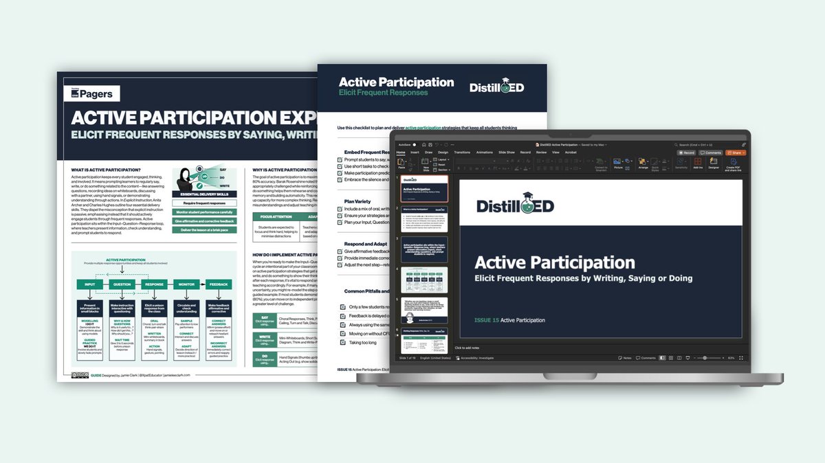 XpatEducator's tweet photo. ☝️ACTIVE PARTICIPATION is about eliciting responses from every student in real time by getting them to say, write or do something that reveals their thinking. This popular ⚗️DistillED post breaks down what it looks like in practice — featuring insights from explicit-instruction expert Dr Anita Archer.

https://t.co/POVoXQfSRG