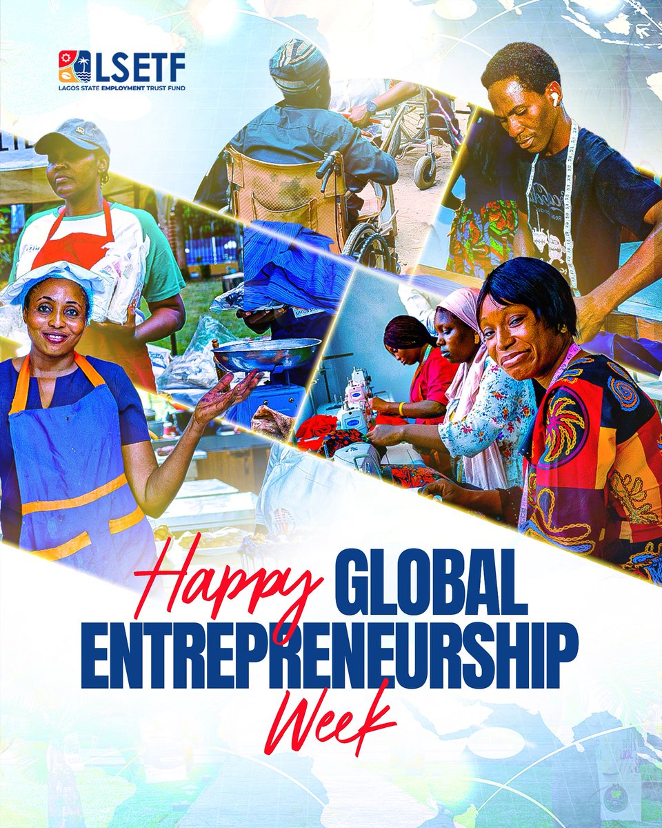 LSETF's tweet photo. Happy Global Entrepreneurship Week! 🎉

To every resilient entrepreneur across Lagos, we celebrate your hard work, innovation, and passion. You are the engine of our economy!

We're here to support your journey, keep building!

#LSETF #LagosEntrepreneurs #Entrepreneurship https://t.co/3YMyp8sNRu