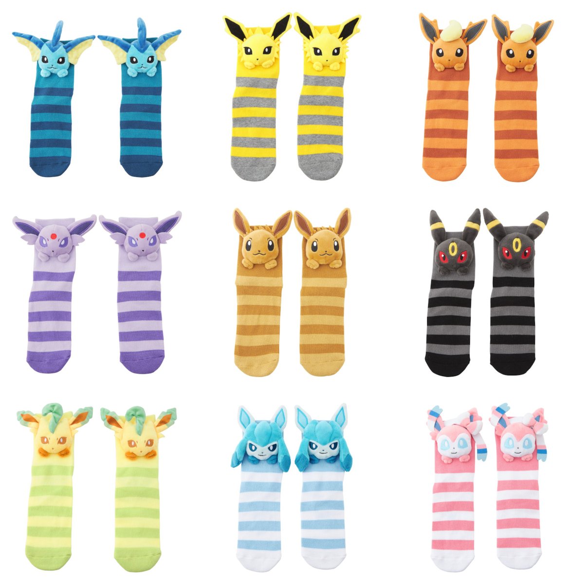 ポケモンセンター マスコット付きミドルソックス イーブイ・シャワーズ