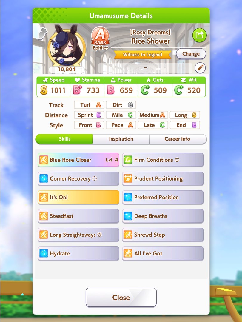 cblangs's tweet photo. My Rice Shower got A rank for the very 1st time after many attempt!! #umamusme #umamusumeprettyderby https://t.co/bkO9aK59tf